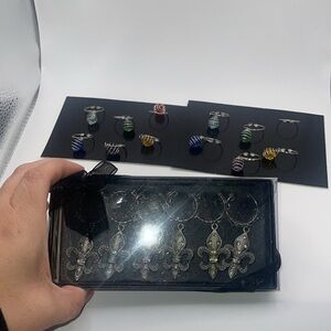 Colorful Wire Wrapped wine markers Rings Set‎